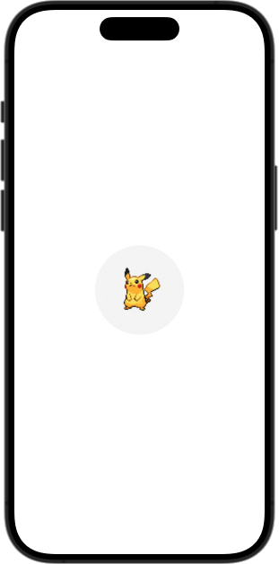 iPhone screenshot shwowing a filled grey circle with a pikachu image in the center