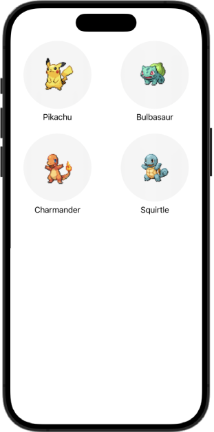 iPhone displaying two columns with pokemons